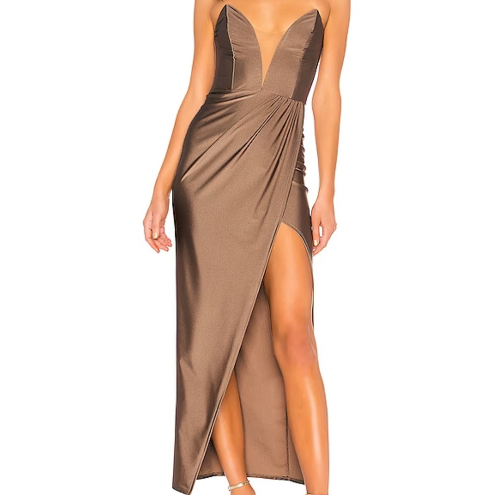 Michael Costello Jake Gown in Taupe, from Revolve.
